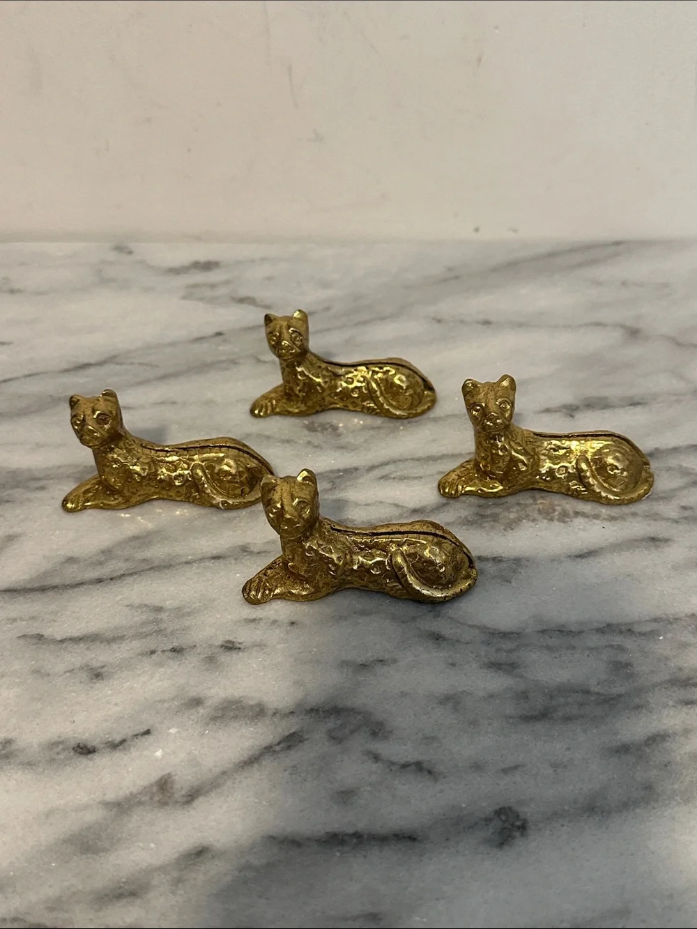 Set of 4 Bombay Co Brass Jaguar name Placecard Holder Solid Heavy Brass